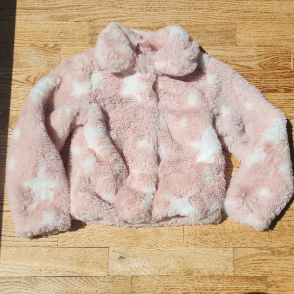 (4) C&C California Pink Star Kids Jacket Faux Fur Glam Hollywood Occasion Soft